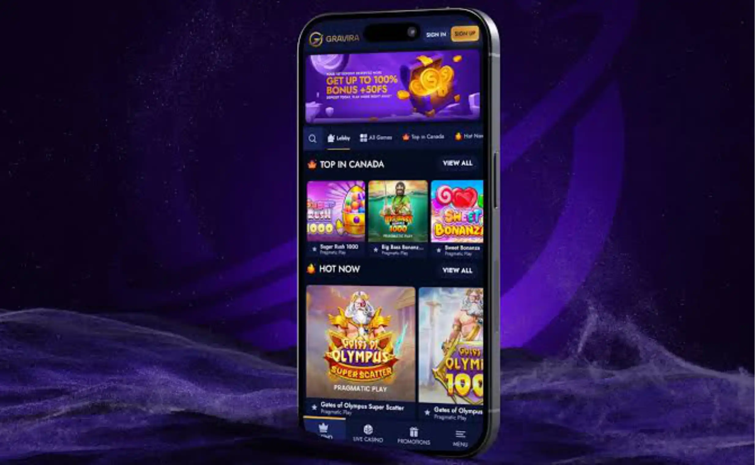 Gravira Casino App Screenshot